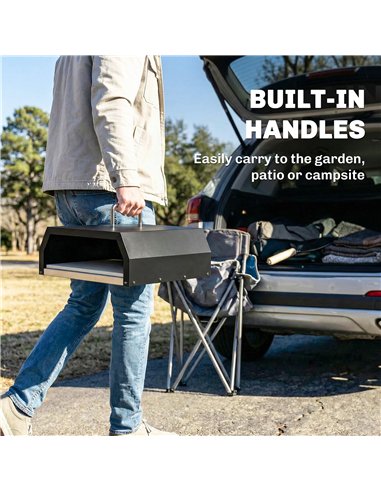Outsunny 3 in 1 Outdoor Pizza Oven, Portable Wood Fired Pizza Maker with Handles, Stone and Peel