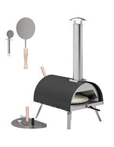 Outsunny Outdoor Pizza Oven Foldable Legs Pellet Wood Fired Pizza Maker w/ 12" Rotating Stone and Peel