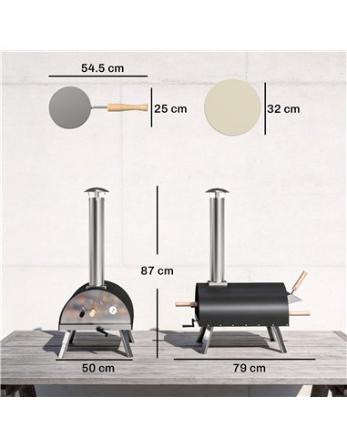 Outsunny Outdoor Pizza Oven Foldable Legs Pellet Wood Fired Pizza Maker w/ 12" Rotating Stone and Peel