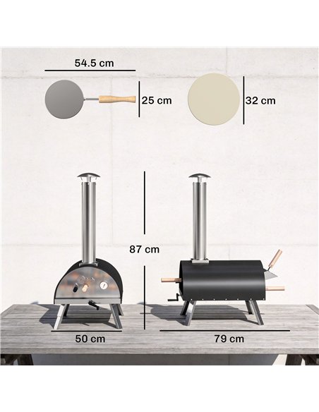 Outsunny Outdoor Pizza Oven Foldable Legs Pellet Wood Fired Pizza Maker w/ 12" Rotating Stone and Peel - pic 181744 | FastDaddyshop