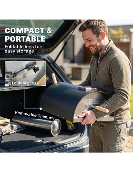Outsunny Outdoor Pizza Oven Foldable Legs Pellet Wood Fired Pizza Maker w/ 12" Rotating Stone and Peel - pic 181749 | FastDaddyshop