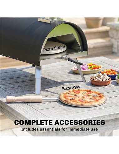 Outsunny Outdoor Pizza Oven Foldable Legs Pellet Wood Fired Pizza Maker w/ 12" Rotating Stone and Peel