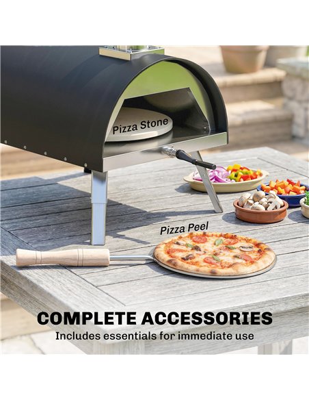 Outsunny Outdoor Pizza Oven Foldable Legs Pellet Wood Fired Pizza Maker w/ 12" Rotating Stone and Peel - pic 181750 | FastDaddyshop