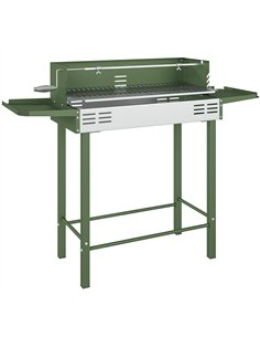 Outsunny BBQ Rotisserie Grill Roaster Charcoal Spit Roasting Machine for Chicken Turkey with 3-Level Grill Grate, Side Shelves, 
