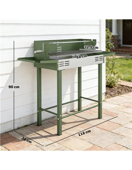 Outsunny BBQ Rotisserie Grill Roaster Charcoal Spit Roasting Machine for Chicken Turkey with 3-Level Grill Grate, Side Shelves,  - pic 181753 | FastDaddyshop