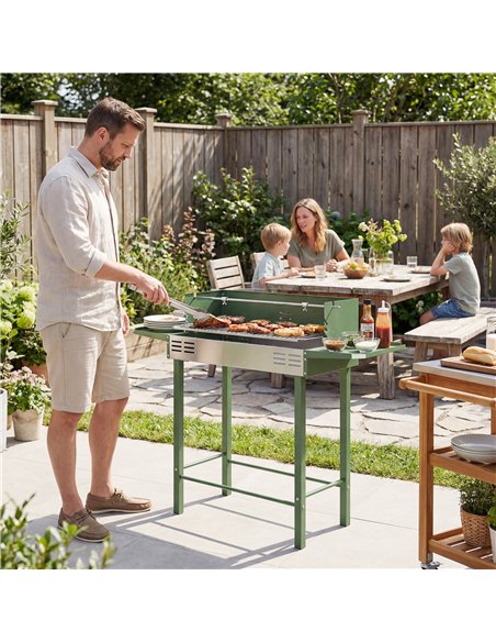 Outsunny BBQ Rotisserie Grill Roaster Charcoal Spit Roasting Machine for Chicken Turkey with 3-Level Grill Grate, Side Shelves,  - pic 181758 | FastDaddyshop