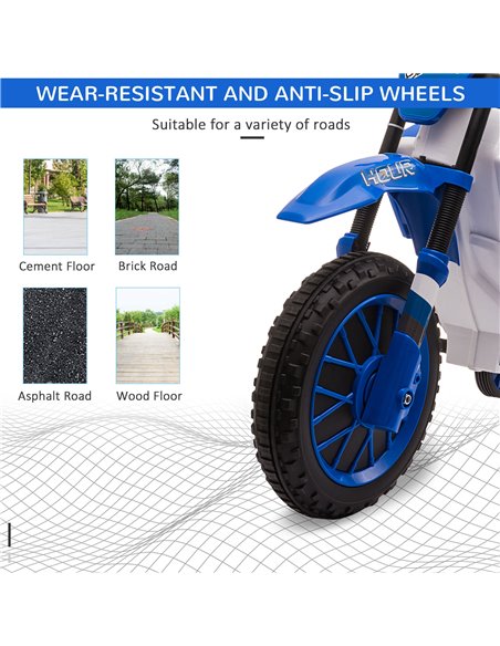 HOMCOM 12V Kids Electric Motorbike Ride On Motorcycle Vehicle Toy with Training Wheels for 3-5 Years Old, Blue - pic 18176 | FastDaddyshop