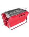 Outsunny Portable Mini Charcoal Barbecue Grill with Suitcase Shell, Outdoor Folding Tabletop BBQ Grill, Red