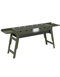 Outsunny Portable BBQ Grill, Foldable Charcoal Grill for Camping and Picnics with 2 Side Shelves and Handle, Green