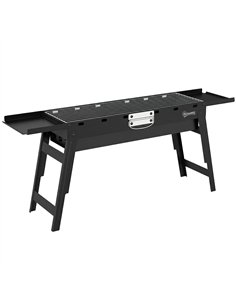 Outsunny Portable BBQ Grill, Foldable Charcoal Grill for Camping and Picnics with 2 Side Shelves and Handle, Black
