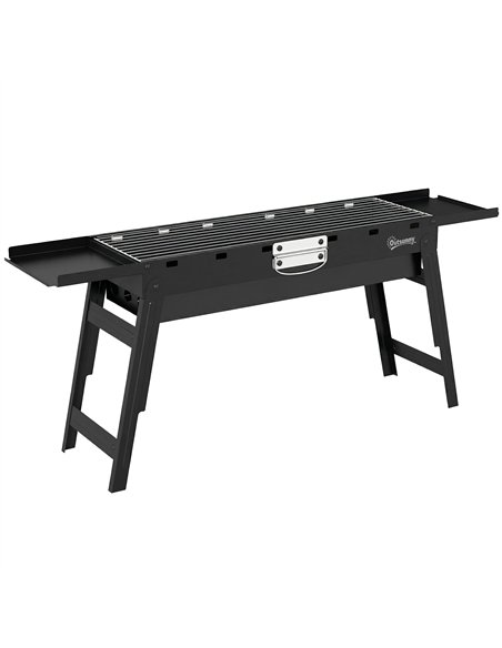 Outsunny Portable BBQ Grill, Foldable Charcoal Grill for Camping and Picnics with 2 Side Shelves and Handle, Black - pic 181787 | FastDaddyshop