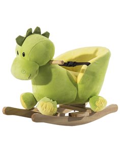 HOMCOM 18m+ Kids Rocking Horse Plush Dinosaur Seat with Seat Safety Belt, 32 Songs