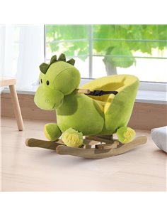 HOMCOM 18m+ Kids Rocking Horse Plush Dinosaur Seat with Seat Safety Belt, 32 Songs 2