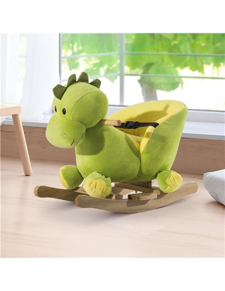 HOMCOM 18m+ Kids Rocking Horse Plush Dinosaur Seat with Seat Safety Belt, 32 Songs - pic 18180 | FastDaddyshop