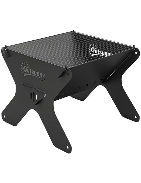 Outsunny 2-In-1 Portable BBQ Grill and Camping Fire Pit, Tabletop Charcoal Barbecue Grill with Gripper, Gloves and Carry Bag - pic 181805 | FastDaddyshop
