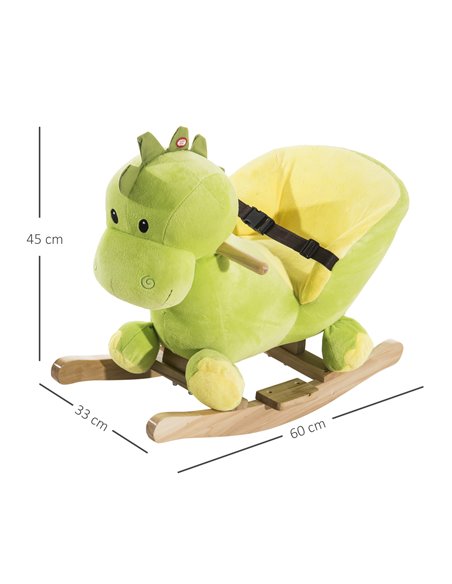 HOMCOM 18m+ Kids Rocking Horse Plush Dinosaur Seat with Seat Safety Belt, 32 Songs - pic 18181 | FastDaddyshop