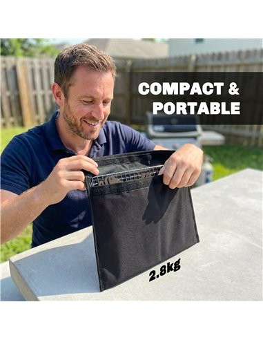 Outsunny 2-In-1 Portable BBQ Grill and Camping Fire Pit, Tabletop Charcoal Barbecue Grill with Gripper, Gloves and Carry Bag