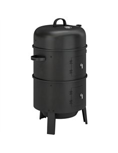 Outsunny 3-in-1 Vertical Charcoal Smoker with 2 Grill Grates, Built-in Thermometer, Adjustable Vent, 2 Doors