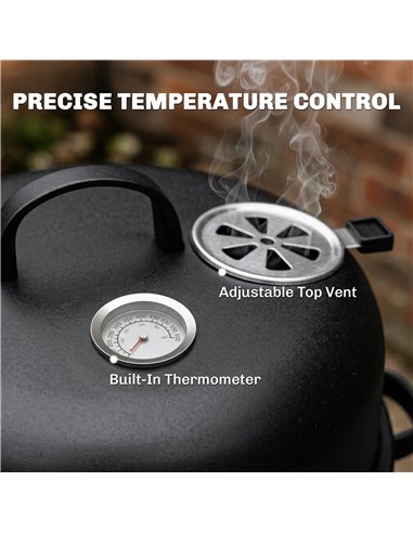 Outsunny 3-in-1 Vertical Charcoal Smoker with 2 Grill Grates, Built-in Thermometer, Adjustable Vent, 2 Doors