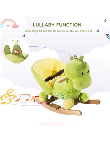 HOMCOM Kids Rocking Horse Plush Ride On Dinosaur Seat w/Seat Safety Belt, 32 Songs, Ride on Horses Toys 18 Months Up