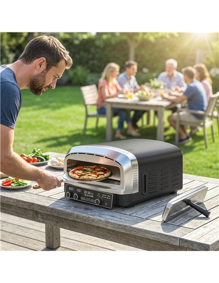 Outsunny Outdoor Pizza Oven Dual Heat Control 6 Presets Electric Pizza Maker with 37 cm Stone and Peel - pic 181842 | FastDaddyshop