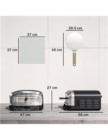 Outsunny Outdoor Pizza Oven Dual Heat Control 6 Presets Electric Pizza Maker with 37 cm Stone and Peel