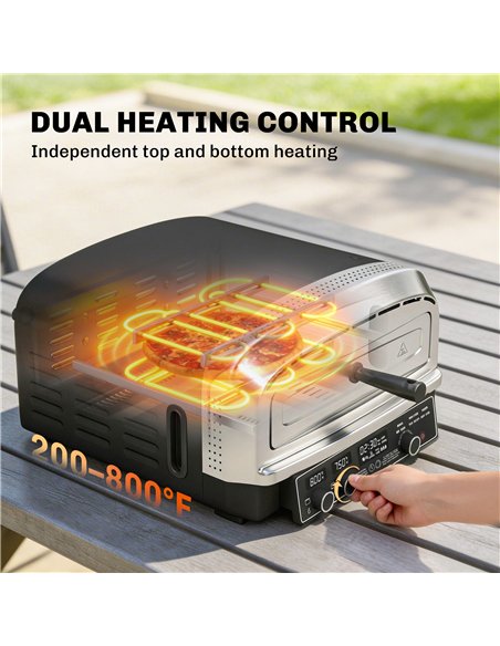 Outsunny Outdoor Pizza Oven Dual Heat Control 6 Presets Electric Pizza Maker with 37 cm Stone and Peel - pic 181844 | FastDaddyshop