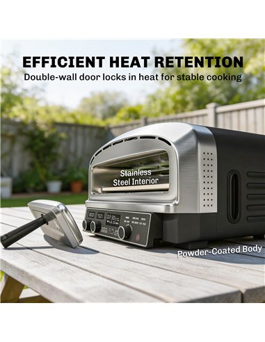 Outsunny Outdoor Pizza Oven Dual Heat Control 6 Presets Electric Pizza Maker with 37 cm Stone and Peel