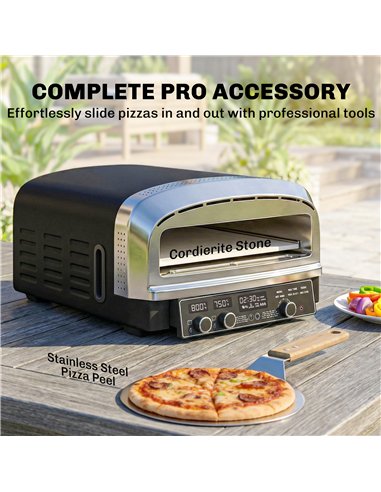 Outsunny Outdoor Pizza Oven Dual Heat Control 6 Presets Electric Pizza Maker with 37 cm Stone and Peel