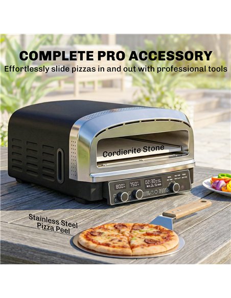 Outsunny Outdoor Pizza Oven Dual Heat Control 6 Presets Electric Pizza Maker with 37 cm Stone and Peel - pic 181848 | FastDaddyshop