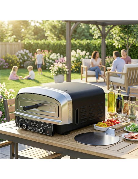 Outsunny Outdoor Pizza Oven Dual Heat Control 6 Presets Electric Pizza Maker with 37 cm Stone and Peel - pic 181849 | FastDaddyshop