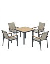 Outsunny Five-Piece Metal Dining Set, with Glass-Top Table - Khaki