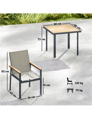 Outsunny Five-Piece Metal Dining Set, with Glass-Top Table - Khaki