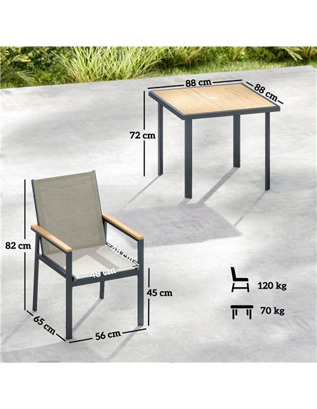 Outsunny Five-Piece Metal Dining Set, with Glass-Top Table - Khaki - pic 181879 | FastDaddyshop