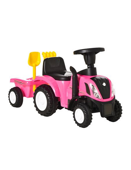 HOMCOM 12m+ Ride On Tractor Foot To Floor Slider with Horn, Storage, Steering Wheel, Pink - pic 18188 | FastDaddyshop