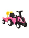 HOMCOM 12m+ Ride On Tractor Foot To Floor Slider with Horn, Storage, Steering Wheel, Pink