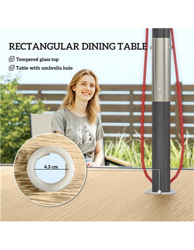 Outsunny Five-Piece Metal Dining Set, with Glass-Top Table - Khaki