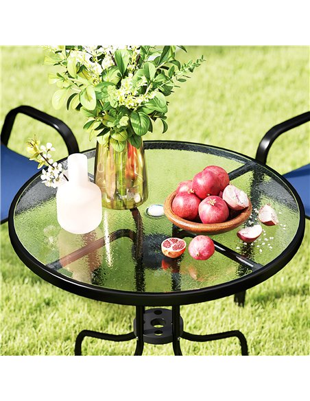 Outsunny Five-Piece Steel Patio Set, with Glass-Top Table - Dark Blue - pic 181894 | FastDaddyshop