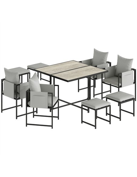 Outsunny Nine-Piece Steel Frame Garden Dining Set - Dark Grey - pic 181913 | FastDaddyshop