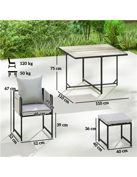 Outsunny Nine-Piece Steel Frame Garden Dining Set - Dark Grey - pic 181915 | FastDaddyshop