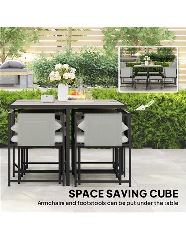Outsunny Nine-Piece Steel Frame Garden Dining Set - Dark Grey