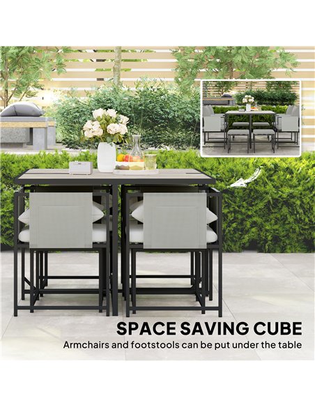 Outsunny Nine-Piece Steel Frame Garden Dining Set - Dark Grey - pic 181916 | FastDaddyshop