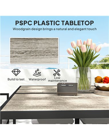 Outsunny Nine-Piece Steel Frame Garden Dining Set - Dark Grey