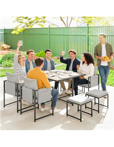 Outsunny Nine-Piece Steel Frame Garden Dining Set - Dark Grey