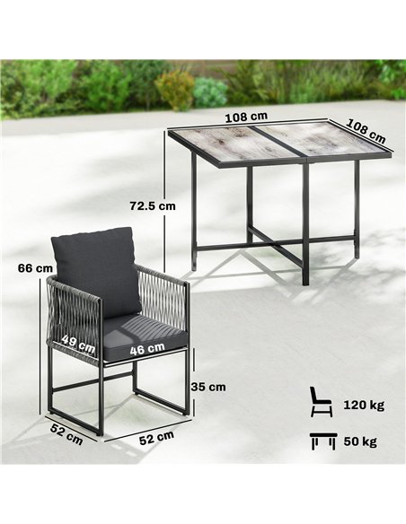 Outsunny 4-Seater Garden Dining Set, Rattan Outdoor Furniture with Space-Saving Chairs and Thick Cushions for Patio Balcony, Bla - pic 181924 | FastDaddyshop
