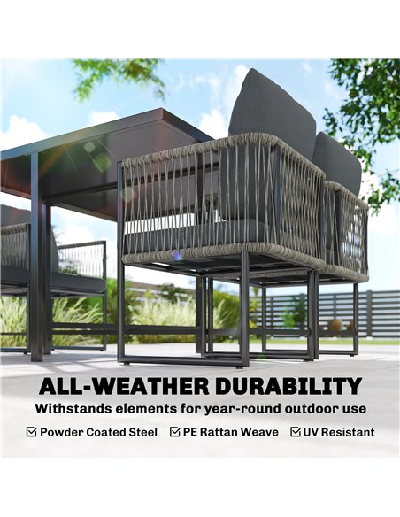 Outsunny 4-Seater Garden Dining Set, Rattan Outdoor Furniture with Space-Saving Chairs and Thick Cushions for Patio Balcony, Bla - pic 181927 | FastDaddyshop