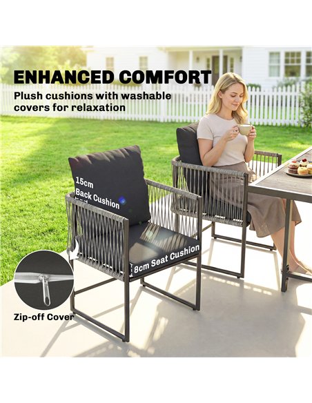 Outsunny 4-Seater Garden Dining Set, Rattan Outdoor Furniture with Space-Saving Chairs and Thick Cushions for Patio Balcony, Bla - pic 181928 | FastDaddyshop