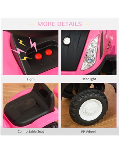 HOMCOM Ride On Tractor Toddler Walker Foot To Floor Slider w/ Horn Storage Steering Wheel for 1-3 Years Old Pink