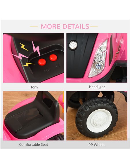 HOMCOM Ride On Tractor Toddler Walker Foot To Floor Slider w/ Horn Storage Steering Wheel for 1-3 Years Old Pink - pic 18193 | FastDaddyshop