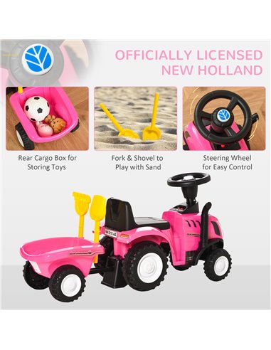 HOMCOM Ride On Tractor Toddler Walker Foot To Floor Slider w/ Horn Storage Steering Wheel for 1-3 Years Old Pink